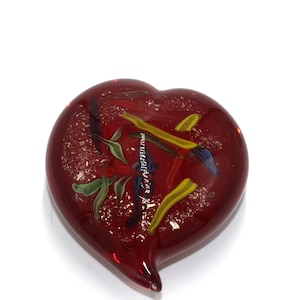 vintage art glass heart paper weight