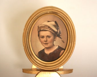 vintage oval portrait of young boy