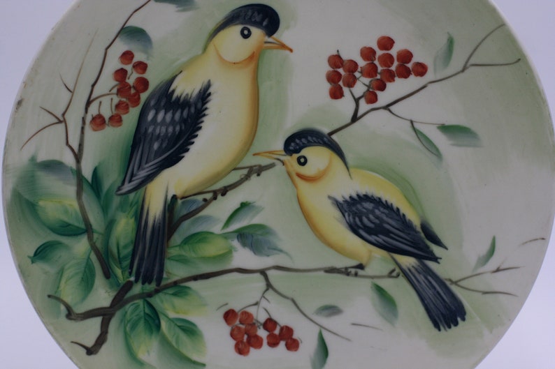 vintage lefton goldfinch plate hand painted image 2