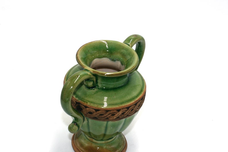 vintage green ceramic urn vase image 4