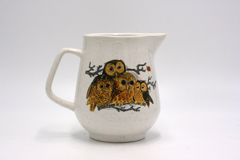 vintage enesco owl pitcher image 1