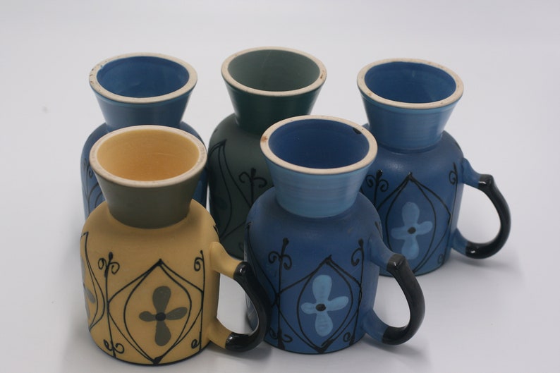 vintage ceramic footed mugs Seville made in Japan set of five image 5