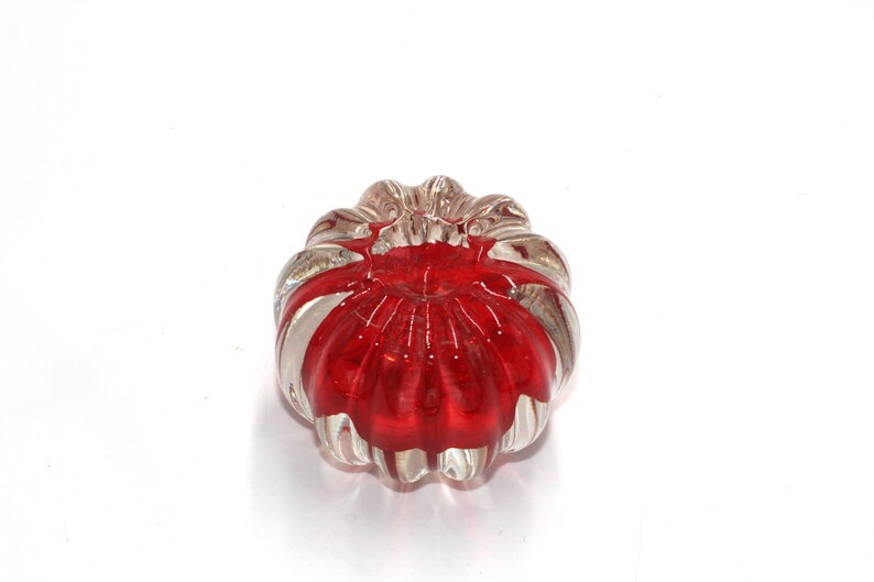 vintage clear glass with red paperweight image 3