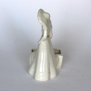 vintage ceramic lady with basket planter made in USA image 4