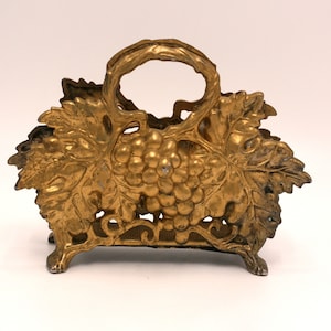 vintage footed metal grape leaf napkin holder