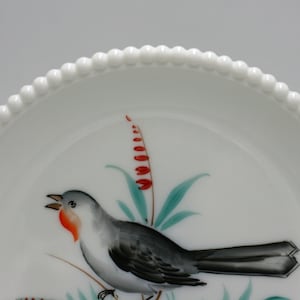 vintage Westmoreland bird plate with beaded edge image 4