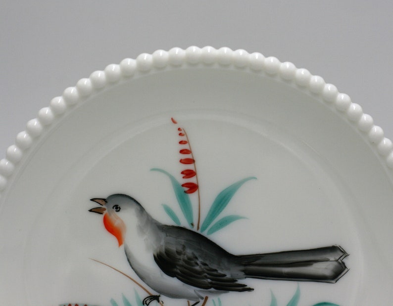 vintage Westmoreland bird plate with beaded edge image 4