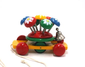 Kouvalias Vintage Banana Caterpillar Wooden Pull Toy Greek - Etsy