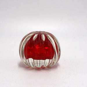 vintage clear glass with red paperweight image 1