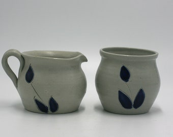 vintage Williamsburg Pottery creamer and open sugar