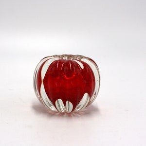 vintage clear glass with red paperweight image 2