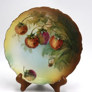 vintage Strawberry Plate Hand Painted J & Malmaison Bavaria