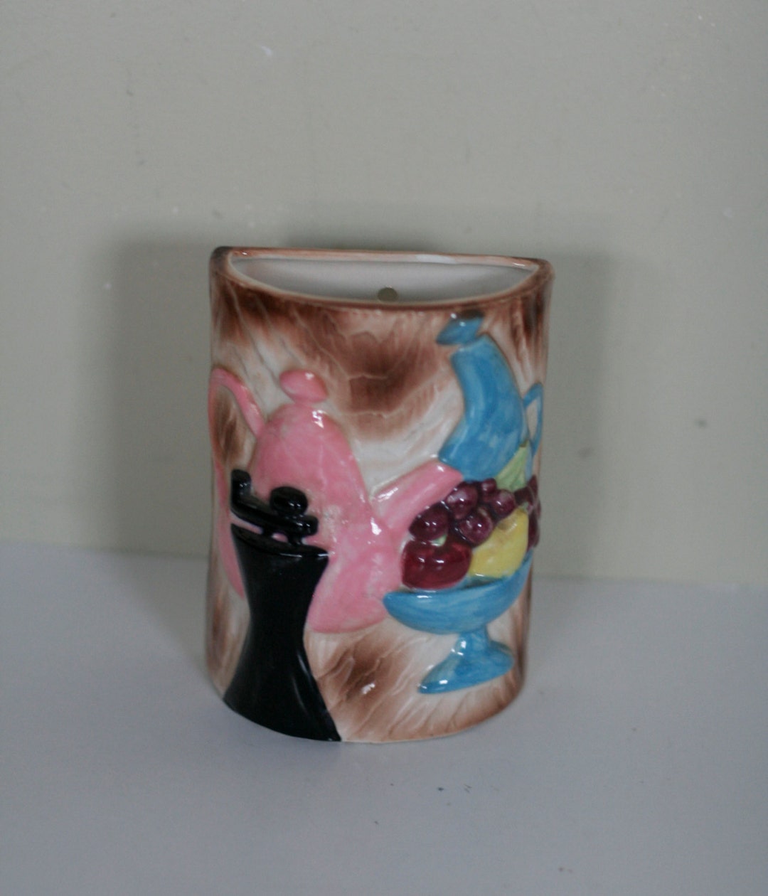 Vintage Ceramic Wall Pocket Vase Etsy