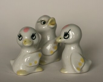 vintage anthropomorphic baby duck figurines set of three