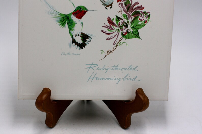 vintage Phyllis Howard Ruby Throated Hummingbird Tile image 3