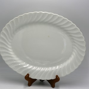 vintage Johnson Bros Snowhite Regency Swirl Serving Platter Ironstone made in England