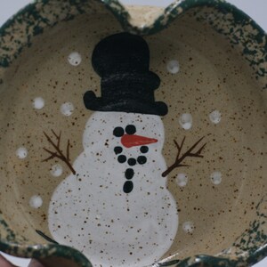 vintage Three Rivers Pottery Snowman Spoon Rest 1993 image 2