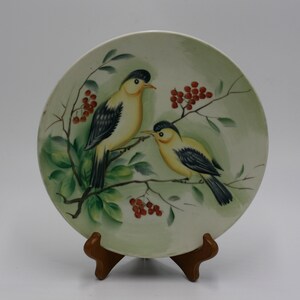vintage lefton goldfinch plate hand painted image 1