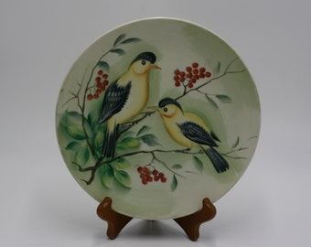 vintage lefton goldfinch plate hand painted