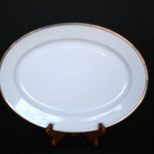 vintage noritake white oval platter with gold edge made in japan