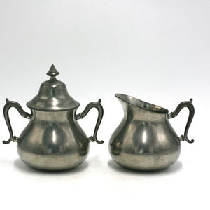vintage Royal Holland Pewter Creamer and Sugar Bowl Made in Holland