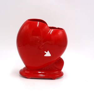 vintage Relpo red ceramic heart vase made in Japan Bild 2