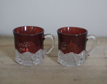 vintage ruby red and crystal baby cups