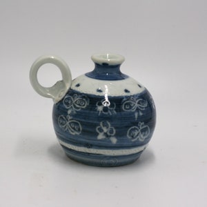 vintage blue and white pottery vase