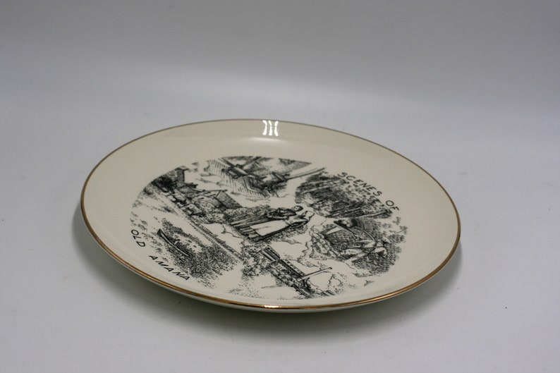 Vintage Amana Colonies Plate: Homer Laughlin Ivory Ceramic With Gold ...