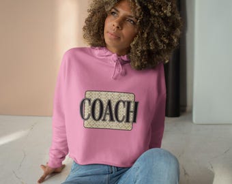Karierter Crop-Hoodie mit Coach-Logo | Sport-Trainer-Pullover