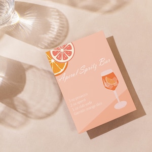 Cocktail Recipe Card Printable, Printable Drink Recipe Card, Cocktail Party Drink Card, Aperol Spritz Recipe Card