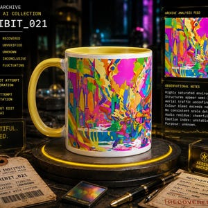 Colorful Surreal Coffee Mug, Melting Cityscape Ceramic Cup