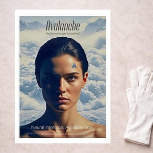 Avalanche Dystopian Portrait Sci Fi Unframed Wall Art, Futuristic Neural Interface Print (Museum Quality)