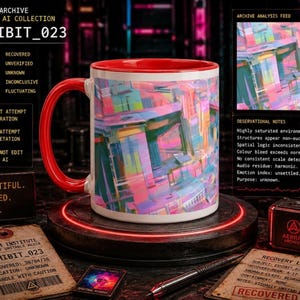 Weirdcore Dreamcore Coffee Mug, Neon City, Surreal Liminal Spaces, 11oz Ceramic