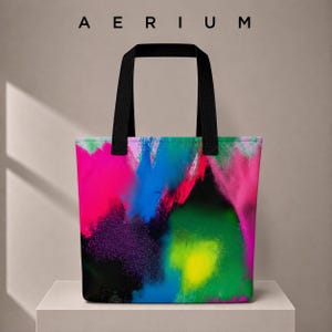 fourre-tout aux couleurs éclatantes | Sac à provisions abstrait et esthétique de couleur vive pour éclaboussures de peinture | Grand fourre-tout imprimé