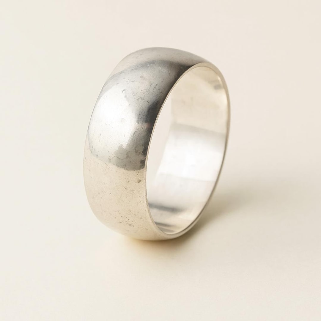 Chunky Sterling Silver Dome Ring | Unisex Wide Band - Etsy