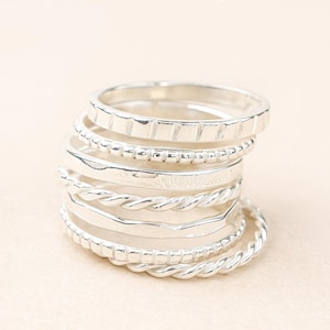 Sterling Silver Stacking Rings Set | Minimalist Twisted Rings