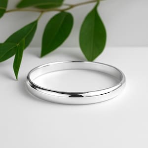 Sterling Silver Stacking Bangle Bracelet: Thin Cuff, Anniversary Gift