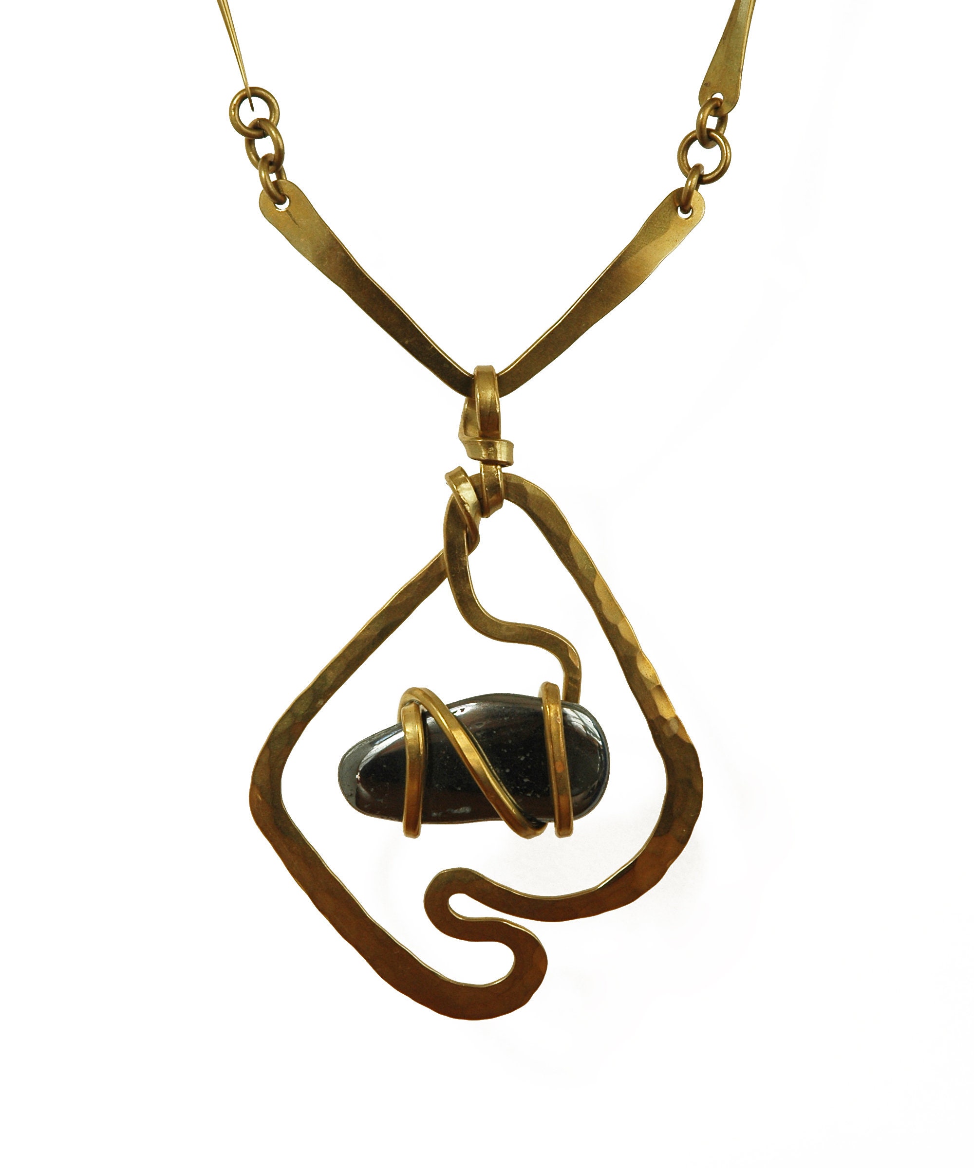 Huge Signed BRUNO Modernist Pendant Necklace Large Hammered Etsy Canada