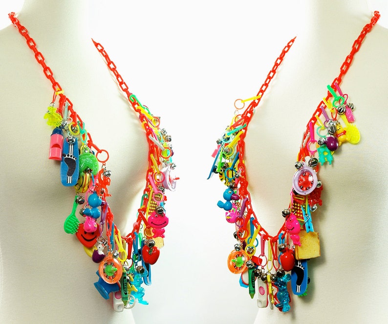 Ultimate 80's CHARM Necklace FRINGE Statement Necklace Etsy