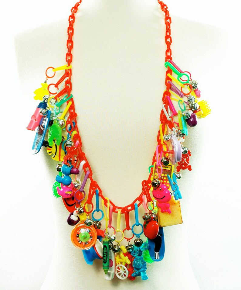 Ultimate 80's CHARM Necklace FRINGE Statement Necklace Etsy