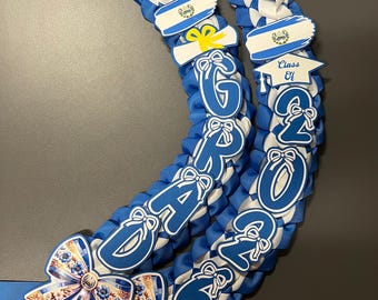 Coquette Bow El Salvador Flag Single Double Ribbon Grad Lei Custom Graduation Class 2026