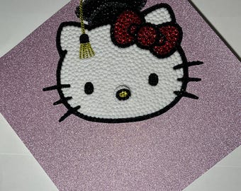 Kawaii Kitty Bedazzled Blinged Rhinestone Grad Cap Topper Custom Blinged Out Graduation Gift Class 2026