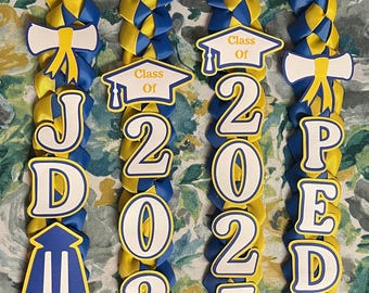 Custom Grad Lei Adult Kid Single Double Angel Wing Ribbon Braid Grad Lei Graduation Class 2026