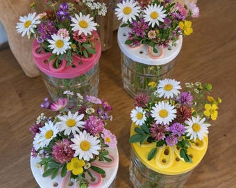 Blumenretter Glas Einsatz | Blumenhalter Vase für Einmachglas & Trinkglas | Vasen Einsatz aus PLA | 3D gedruckte Blumen Steckhilfe