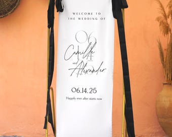 Personalized Linen Wedding Welcome Sign: Rustic Frayed Edge, Custom Decor