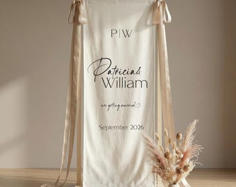 Pancarta de boda de tela personalizada / Letrero de bienvenida minimalista estilo boho para la ceremonia