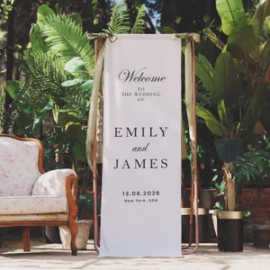 Personalized Linen Wedding Welcome Sign: Rustic Frayed Edge Decor