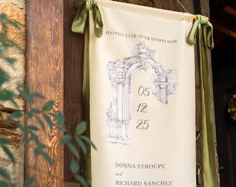Personalized Modern Linen Wedding Sign, Welcome Decor, Fabric Wedding Welcome Sign, Custom Fabric Sign, Bridal Shower Sign, Baby Shower