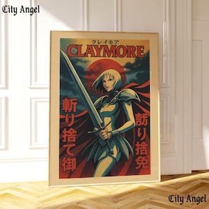 Retro Claymore Anime Poster | Dark Fantasy Wand Kunst Druck | Clare & Teresa Illustration | Manga-inspiriert | Krieger Anime |Kunst für Anime Fans